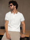 Men Self Design Polo Collar Cotton T-shirt